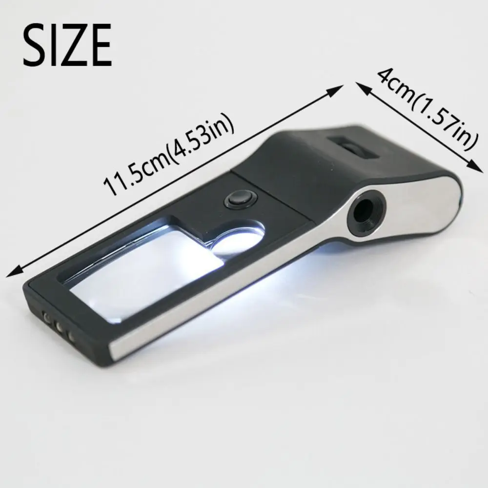 Handheld 3X Magnifying Glass Durable Black Lighted Magnifying Glass UV Light Lightweight Luminous Magnifier Optical Instruments