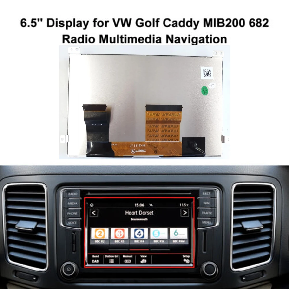 Per Vw Golf Caddy Touareg Magotan B7 Mib200 682 Radio Multimedia Navigation 6.5 ''Display Tdo-Wvga0633F00039 Tdo-Wvga0633F00045