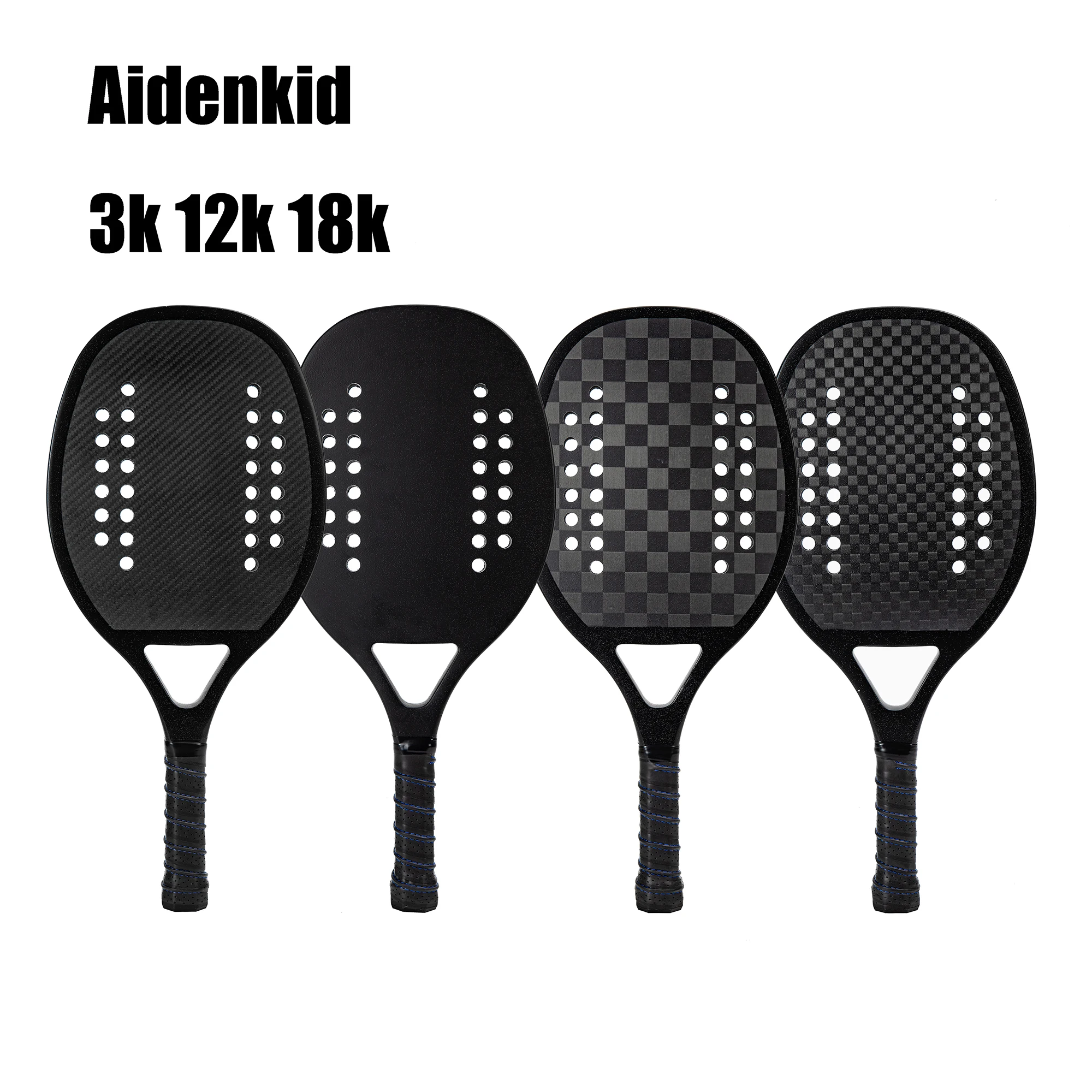 3K 12K 18K Carbon Beach Tennis Racket Professional Racket Beach Tennis 12k Carbon Fiber Solid Black Rough Surface Soft EVA Core