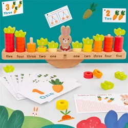 Juguetes Montessori para aprendizaje y entrenamiento de equilibrio para niños, apilador de forma de conteo, tabla de equilibrio de conejo, Educativo de madera