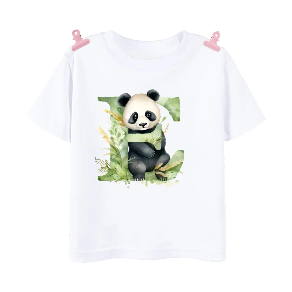 Brief A-Z Panda gedruckt Kinder Shirt Jungen Mädchen Kurzarm T-Shirt Kind Sommer Outfit Tops lässig T-Shirt süße Kinder Kleidung – Detail 6