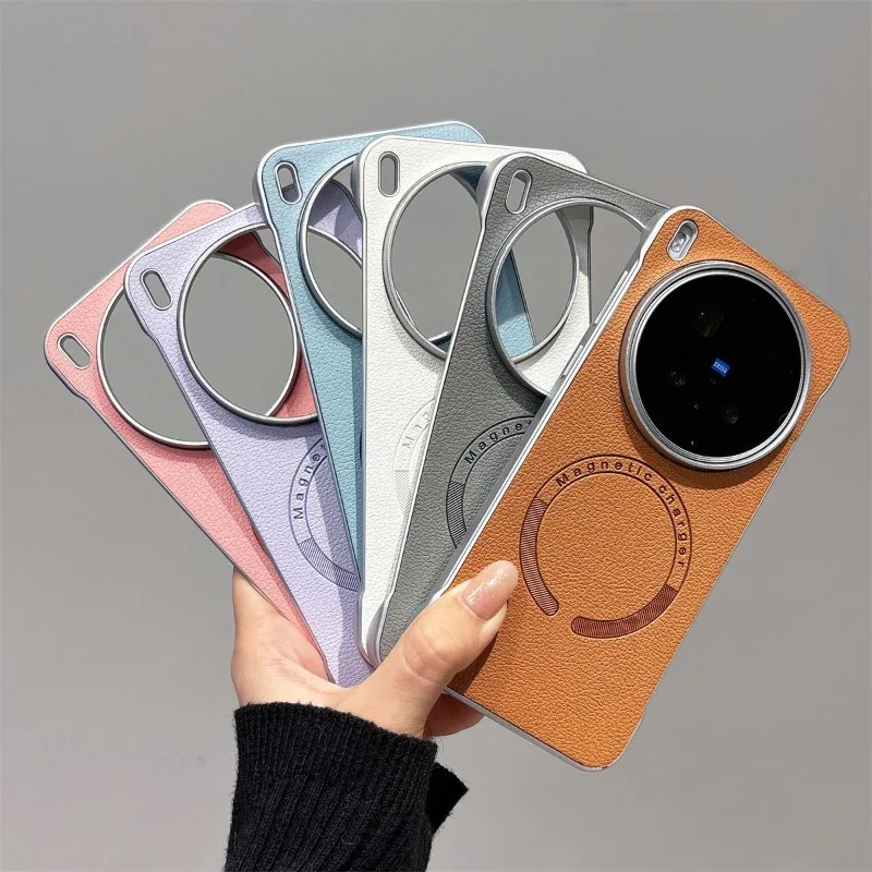 Luxury Magnetic Matte Frameless PU Leather Shockproof Case with Magsafe Compatibility