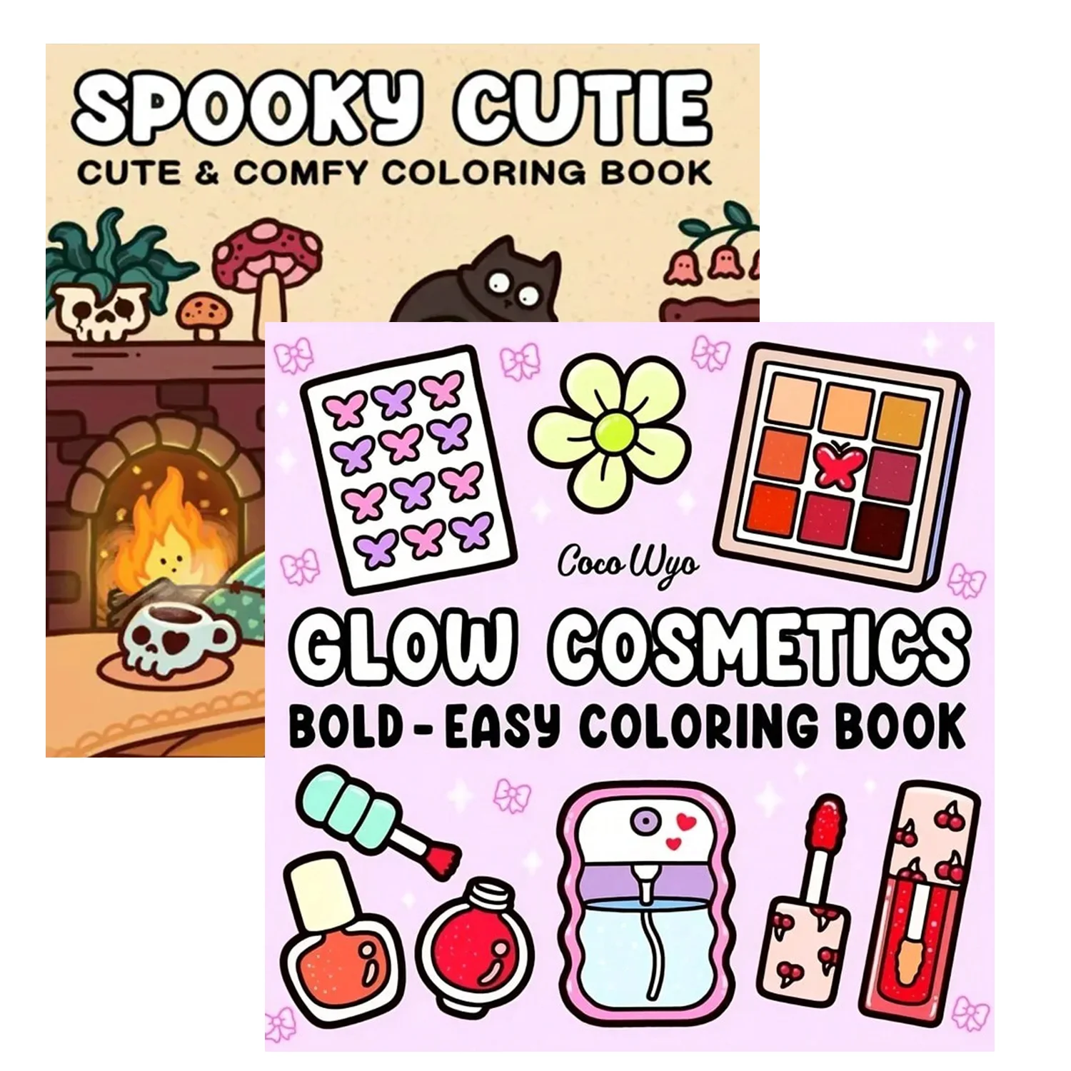 1/2/12Pcs coloring books, Glow cosmetics and Spooky cutie，Glow in the Dark Cosmetics Coloring Book -  Easy Adult Relaxation 2
