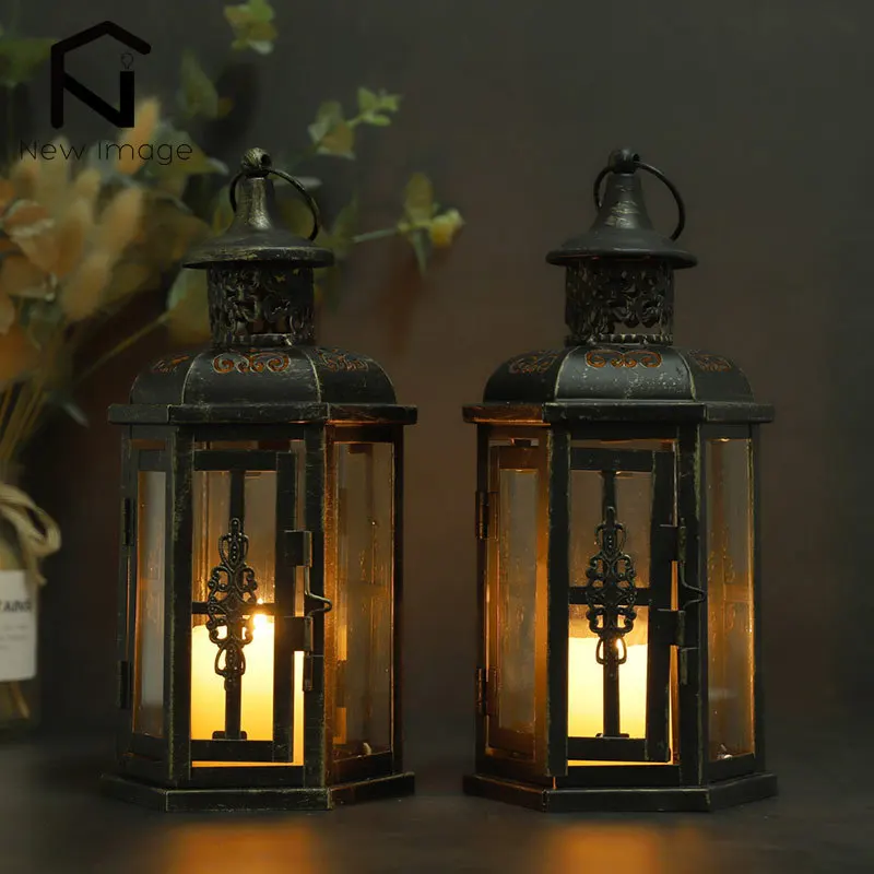 Set Di Vasi Decorativi In Vetro Con Porta In Ferro Nero - Stile Nordico - Centrotavola Per Fiori - 24x14x14 Cm