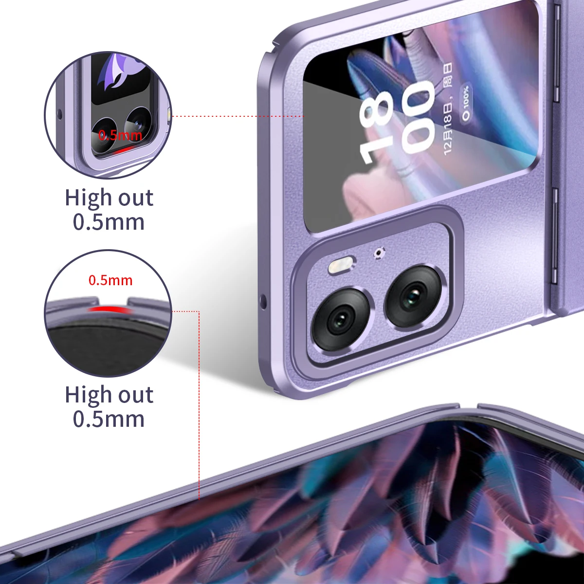 For OPPO Find N2 Flip Case Luxury Colorful Electroplating Matte Folding Hinge Shockproof Protection Hard Back Cover Accessories