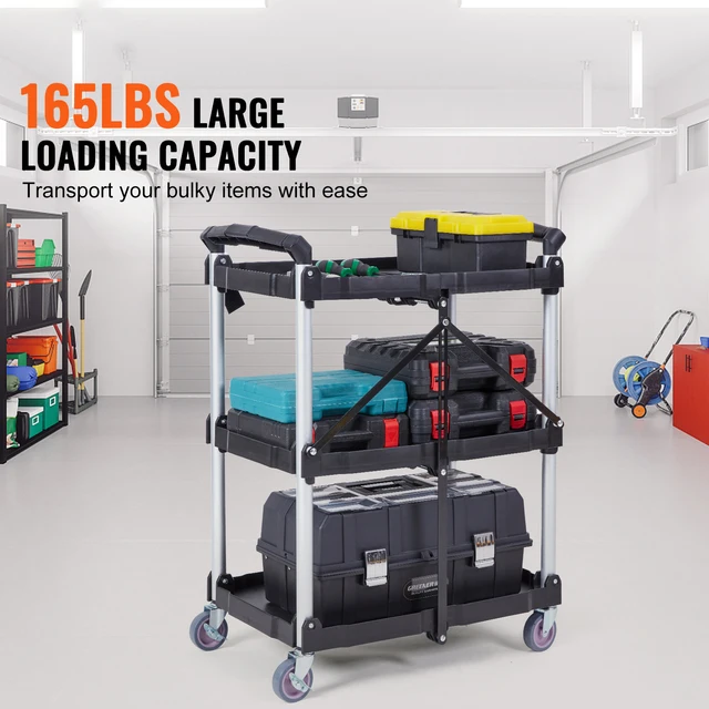 17792-d426bd.jpg SucceBuy 3 Tier Folding Rolling Utility Cart Storage Shelf Movable Gap Rack Serving Cart Slide Organizer for Kitchen Bathroom