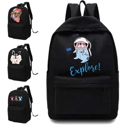 2022 Unisex Shoulders School Bag Canvas Women Backpacks Sport Bag  Casual Dog Pattern PrintedBackpack Designer Laptop Backpack