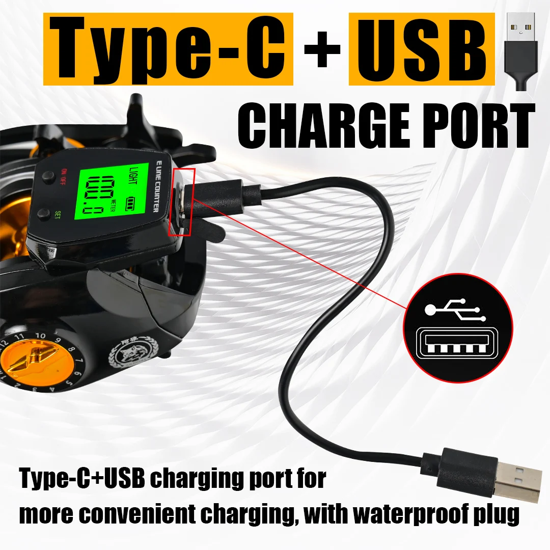 Fishing Reel 10kg High Capacity Saltwater Fishing Wheel LED Screen 7.2:1 High Speed Gear Ratio Alarm Electronic Counting