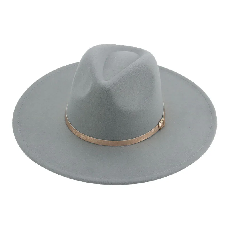 Fedoras Hat Hats for Women Panama Wide Brim 9.5cm Men Women Luxury Belt Band Formal Wedding Church Felted Hat Sombreros De Mujer wide brim fedora
