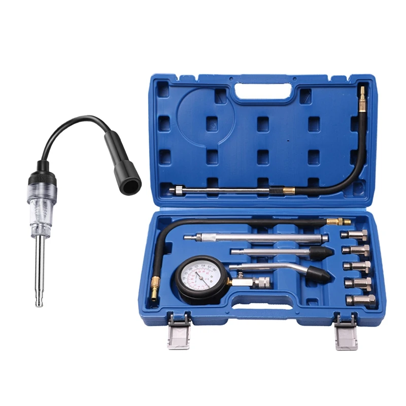 

Universal Automotive Engine Cylinder Compression Tester Kit & Spark Plug Tester For Car, Motorcycle Testing Tools, Blue