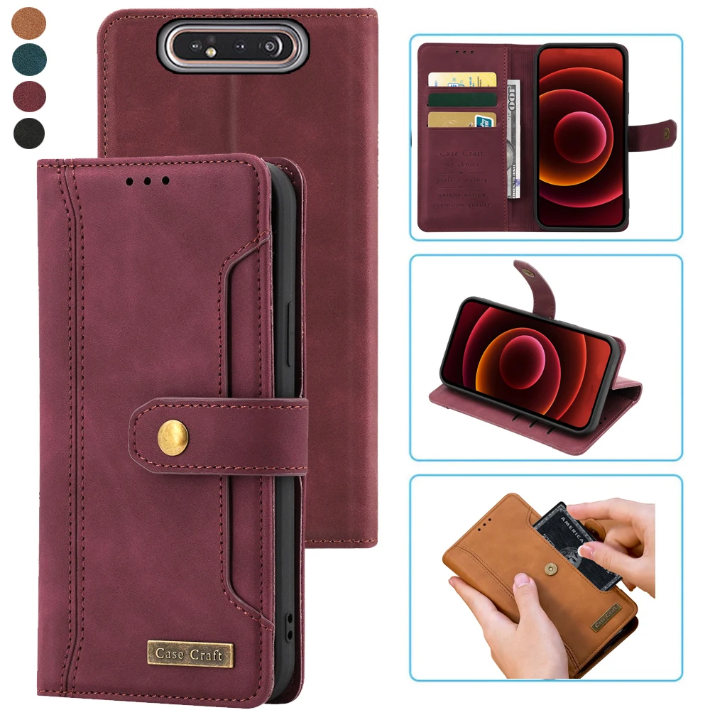 Luxury Leather Wallet Flip Case with Card Slots and Stand - Notebook Style