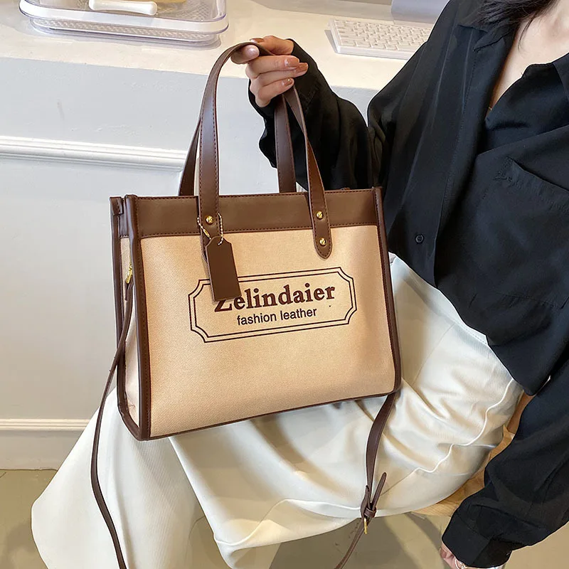 

PU Leather Bags for Women 2023 Large Shopper Bag Top-Handle Printing Letter Female Beach Bag Luxury Brand Fashion Casual Totes