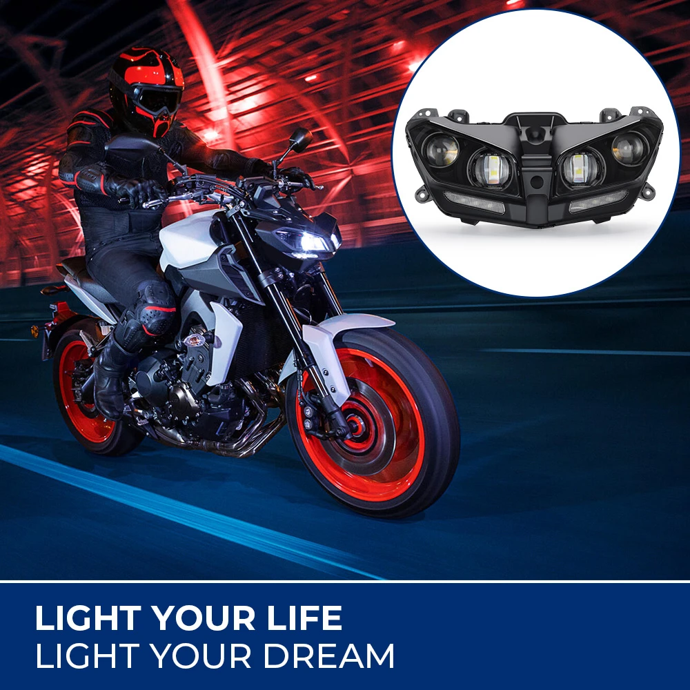 MT09 2017-2020 Scheinwerfer Motorrad Frontverkleidung Obere Nasenverkleidung Halterung Abdeckung Set Wasserdicht Für YAMAHA MT 09 MT-09 FZ09 – Detail 6