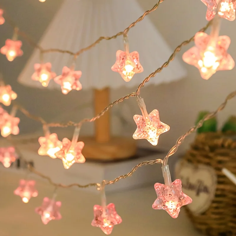 Batteriebetriebene Stern-Lichterkette, LED-Lichterkette, Weihnachtsfeier, Hochzeit, Zuhause, Terrasse, Dekoration, funkelnde Lampen