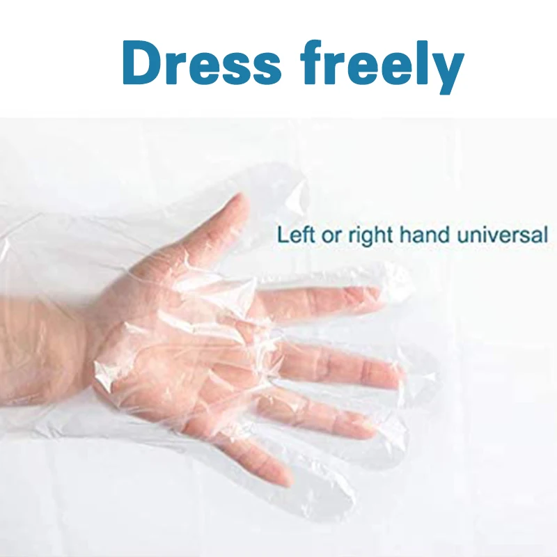 500 Counts Plastic Gloves One Size Fits Left and Right Hand Food Prep Gloves Transparent Disposable Plastic Non-slip