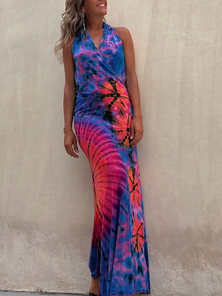 Halter-Women-Summer-Casual-Print-Dress-Femme-Patchwork-Sleeveless-Slim ...