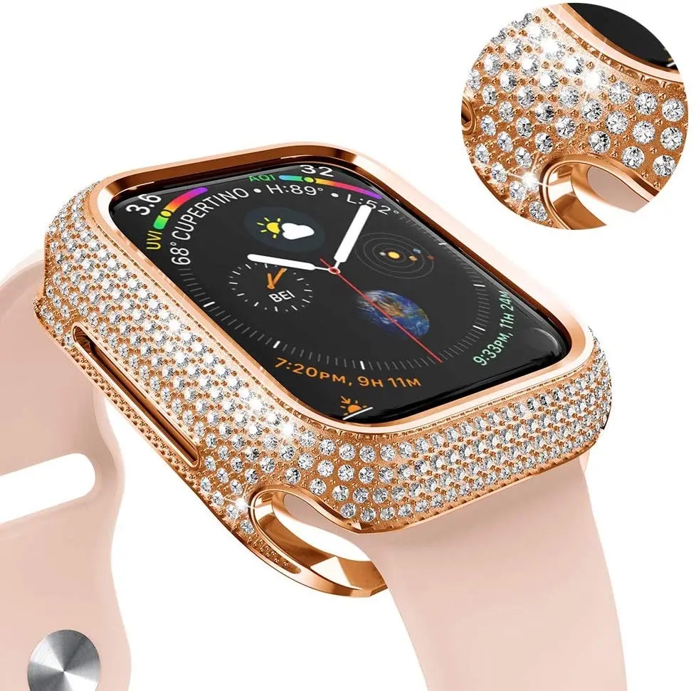 Metal Case For Apple watch case 45mm 44mm 41mm 40mm Series 8 7 6 5 4 SE Luxury diamond protective cover iWatch 3 42mm 38mm shell