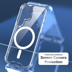 Magsafe Magnetic Four - Corner Anti - fall Transparent Phone Case - Durable Protection with Sleek Design for Galaxy A27 (Clear)