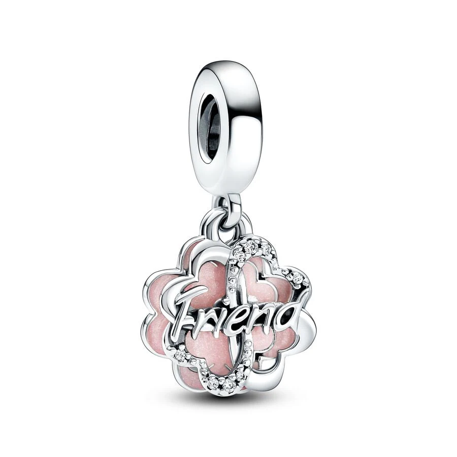 New Pink Series Bus Murano Glass Flowers Hearts Clip Charm Beads Fit Original European 925Silver Bracelet DIY Women Jewelry Gift 2