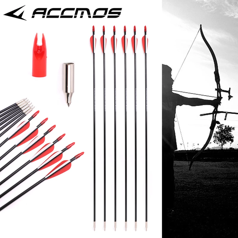 

6/12pcs Fiberglass Arrow 28/30in Spine 700 Archery for Recurve/Compound Bows Hunting Shooting