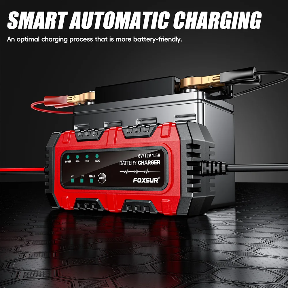 12-V-Motorrad-Batterieladegerät und -wartungsgerät, Digitalanzeige, Autobatterie-Ladegerät, 1,5 A, vollautomatisches Erhaltungsbatterie-Ladegerät – Detail 4