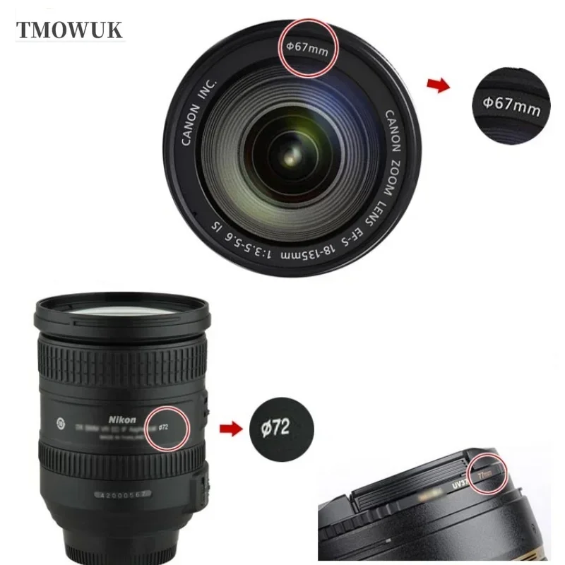 니콘 D850 D500 D3000 D3100 D3200 D3300 D3400 D3500 D40 D40X 카메라 렌즈 캡 보호 커버 센터 핀치 스냅온 49mm 52mm 57mm