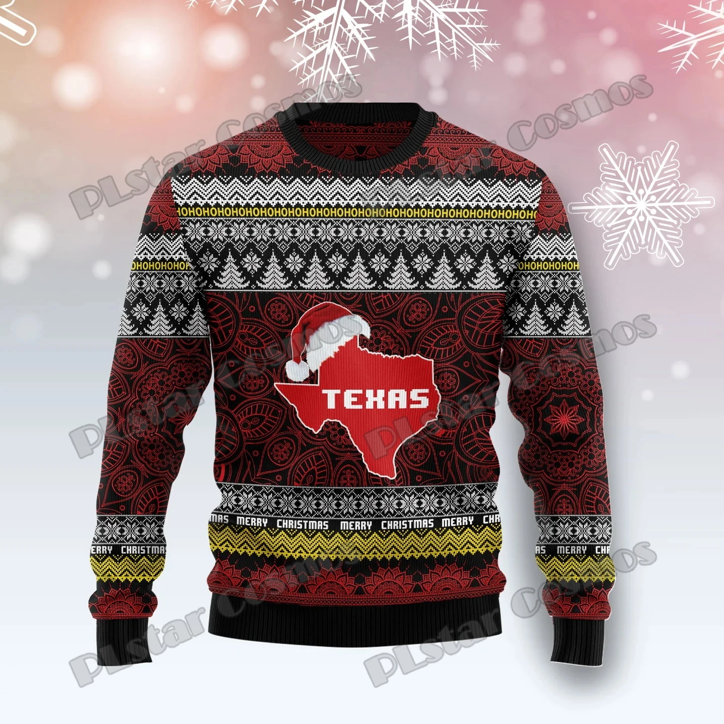 PLstar Cosmos Texas Mandala 3D Printed Fashion Men's Ugly Christmas Sweater Winter Unisex Casual Knit Pullover Sweater MYY07