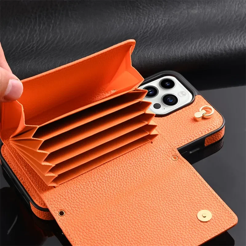 Lanyard Crossbody Leather Phone Case with Card Wallet Cover