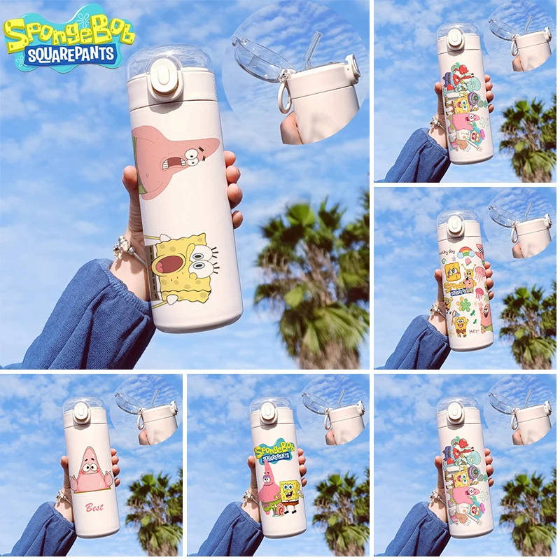 420ML New SpongeBob Thermos Water Bottle Anime Large Capacity Portability  Vacuum Flask Insulated Water Bottle Kids Drinkware Cup - AliExpress