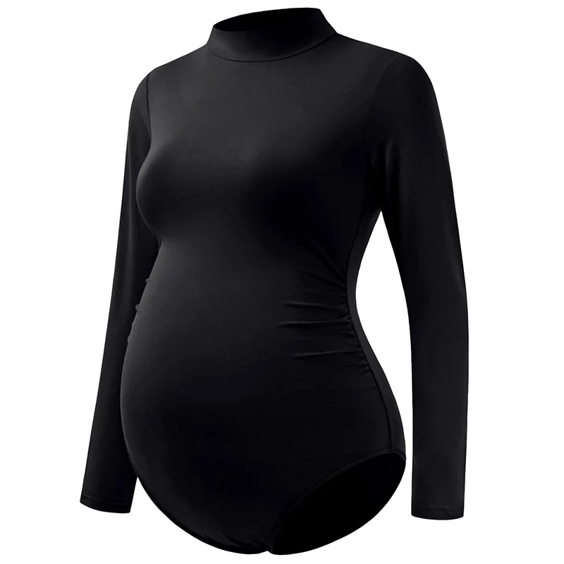 Maternity Bodysuit Pregnant Long Sleeve Stretchy Sexy Tight Bodycon Women's Photography Clothing Large Size - 6