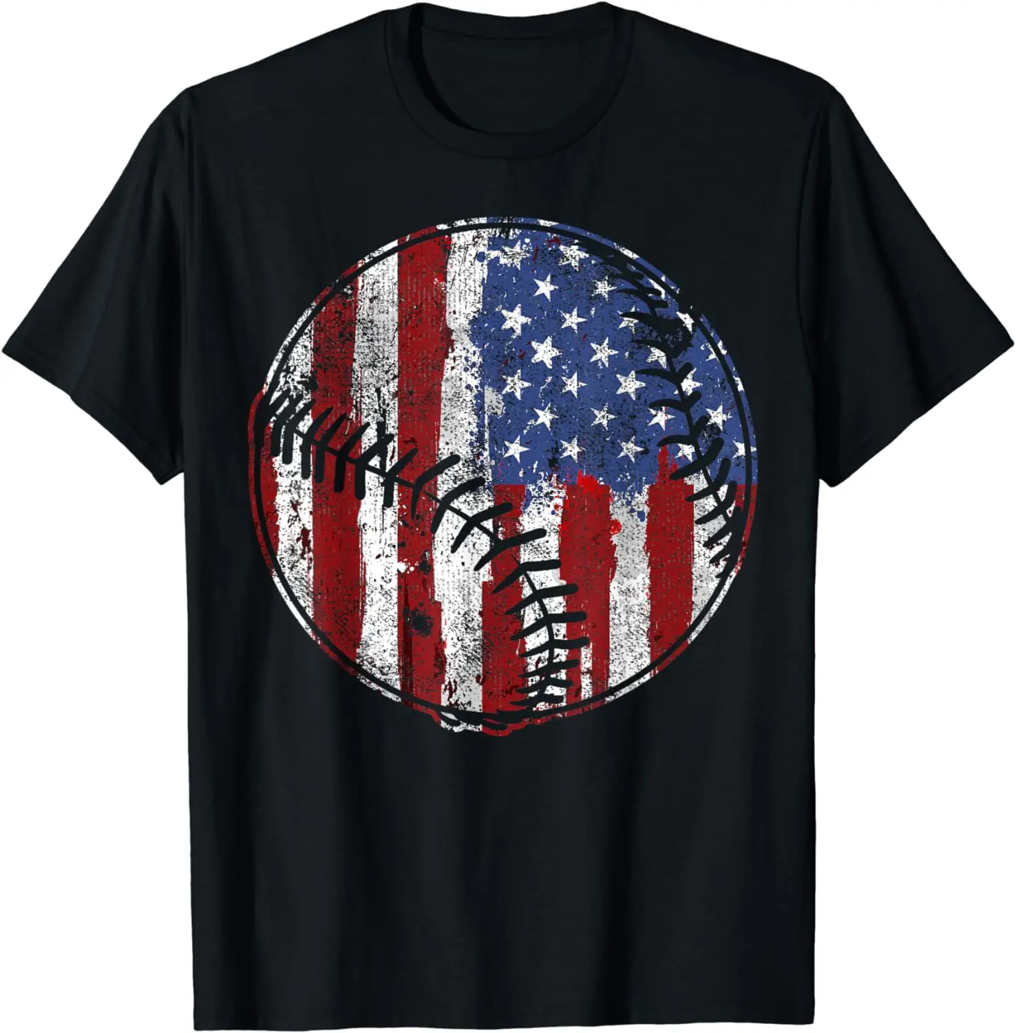 

Baseball Player USA American Flag 4th of July Gift T-Shirt