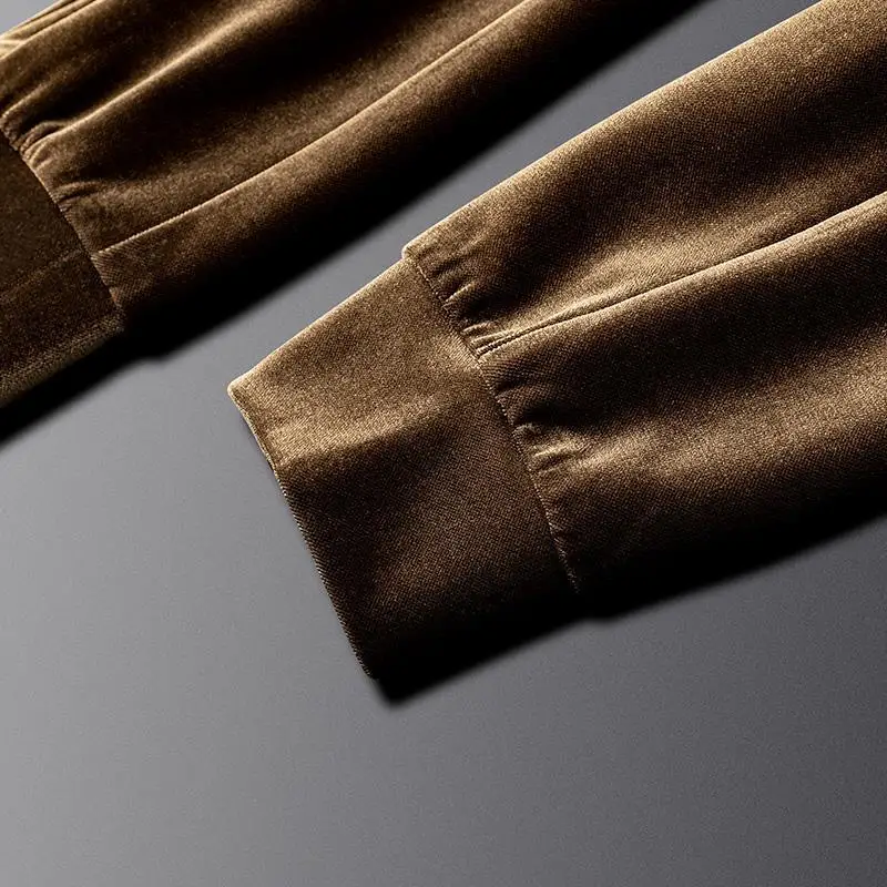 2022 new brand cargo pants Light luxury winter strappy casual pants men's new trend all-match handsome  gold velvet sweatpants