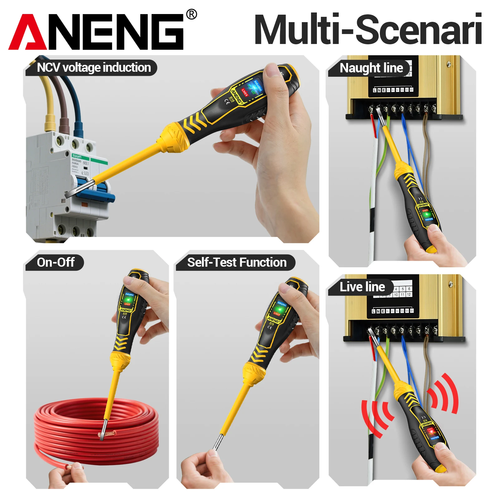 홈 인텔리전트 측정 펜 ANENG B18 NCV 전압 감지 벨트 필립스 드라이버 절연 핸들 라인 유지보수 도구