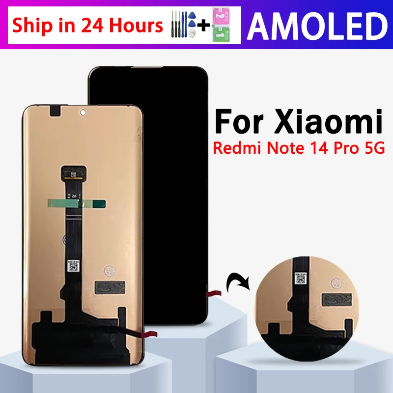 Display Touch Originale Per Xiaomi Redmi Note 14 Pro 5G (24094RA29G) Schermo Vetro Nero