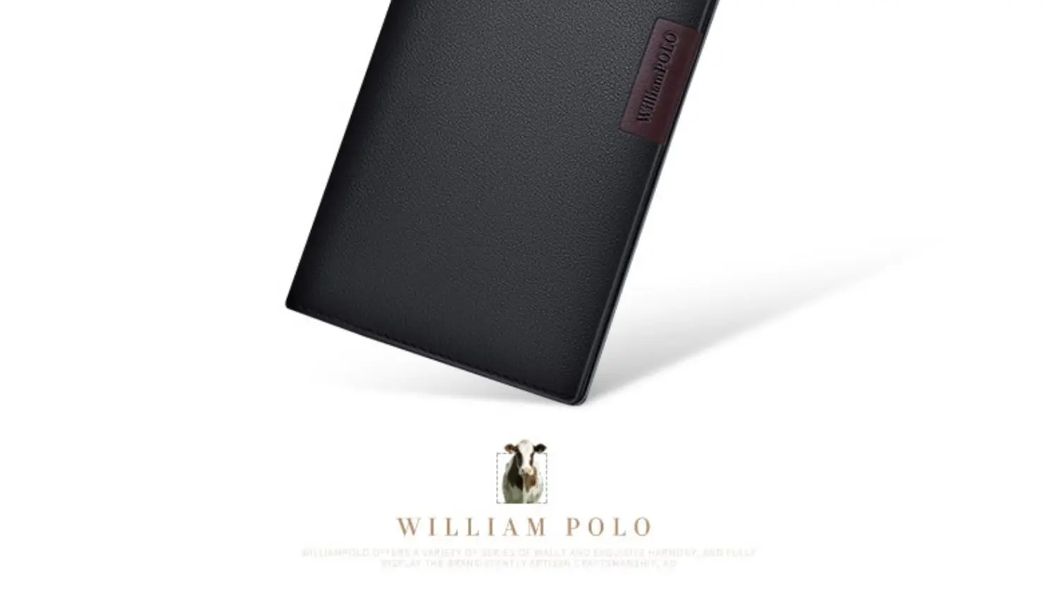 WILLIAMPOLO-Carteira bifold de couro genuíno masculina, porta-cartão