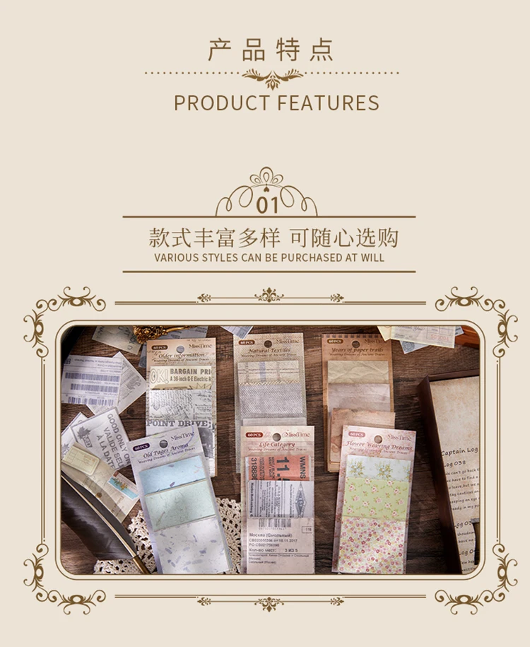 60 teile/paket Vintage Material Papier Kreative DIY Journal Material Dekoration Sammelalbum liefert Handwerk papier – Detail 5