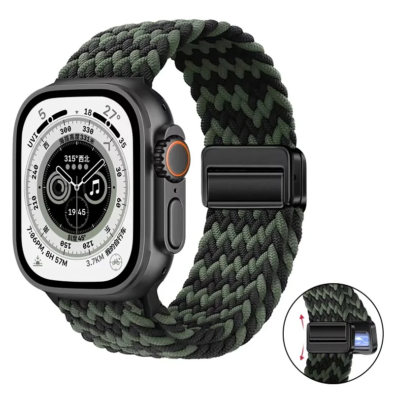 Breathable Nylon Braided Strap for Apple Watch - Adjustable Wristband