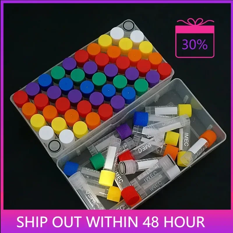 1Set Include One Piece 50- Lattice Storage Box For Store Cryovial+50Pieces 1.8ml Plastic Refrigerating Tube