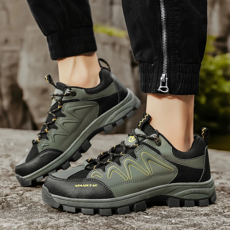 

Водонепроницаемая Мужская походная обувь нескользящие кроссовки 2023 повседневная мужская обувь на шнуровке уличная износостойкая удобная обувь для мужчин