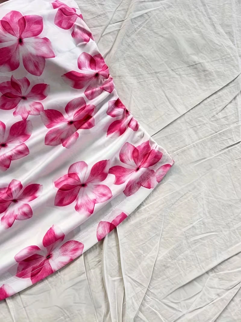 Women's summer short top, pink floral camisole vest, suitable for vacation style girls Scd7d47450cff4d9a928cbae14ab96bc3z