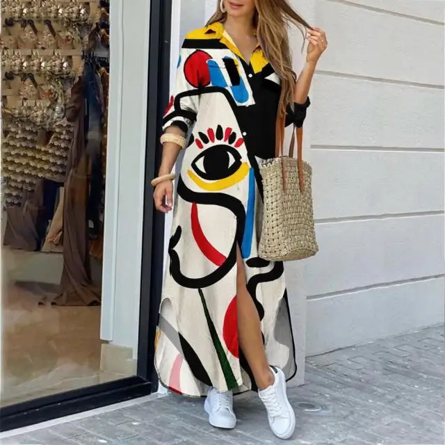 bikini cover up skirt wrap Vintage Printing Women Dress V-Neck Half Sleeve A-Line Dresses Casual 2022 Fashion Spring Female Loose Sundress Lady Vestidos bikini bottom cover up