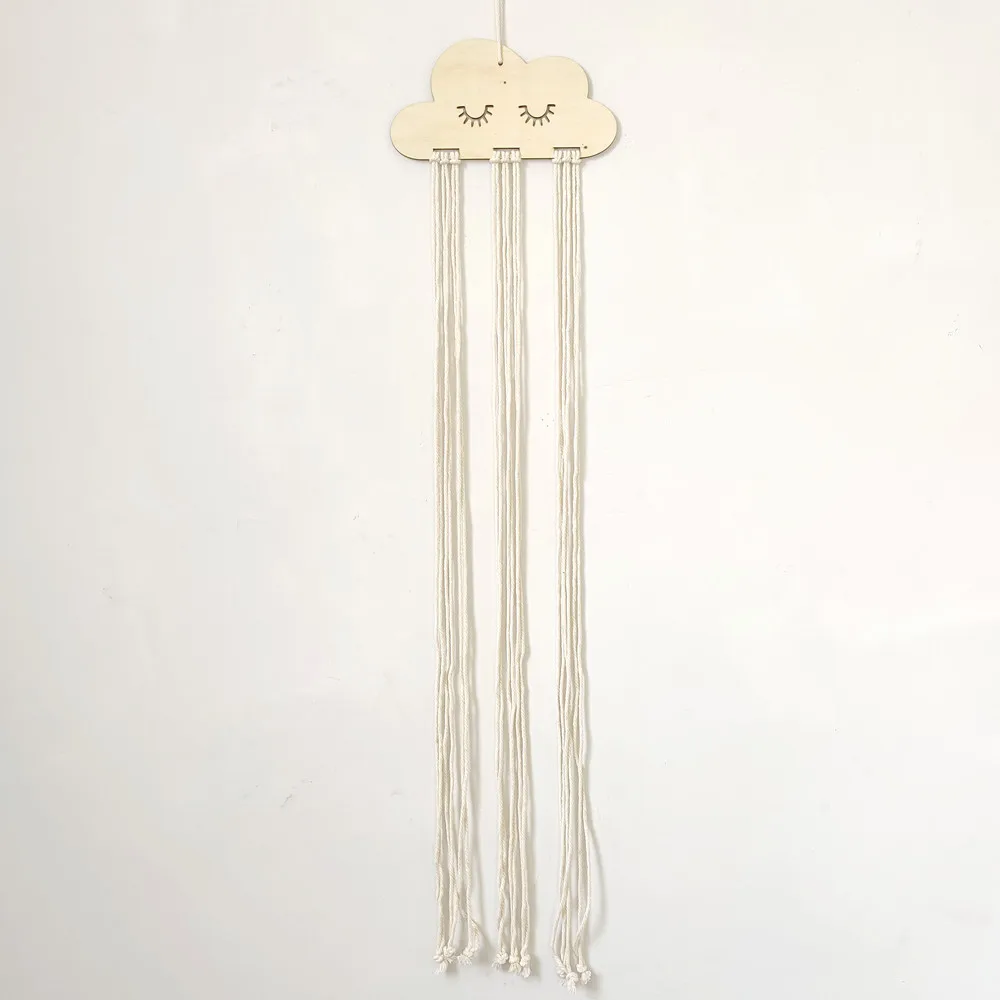 Solid Wood Cloud Hair Accessory Organizer - Wall-Mounted Holder