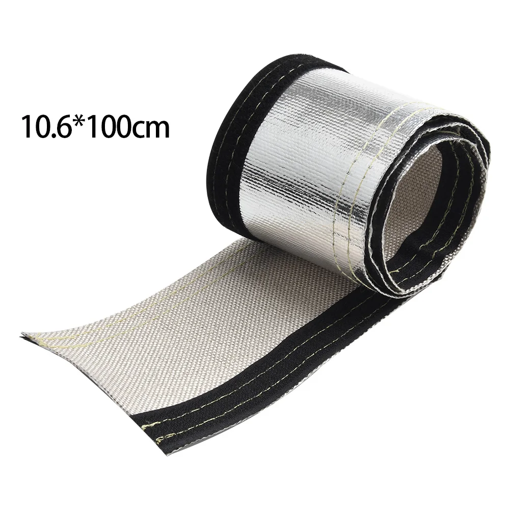 Metal Heat Shield Sleeve Insulated Wire Hose Cover Wrap Tube Thermal Insulated Sleeve Wire Cover 2Ft X 4.2" Car Accessories heat shield sleeve