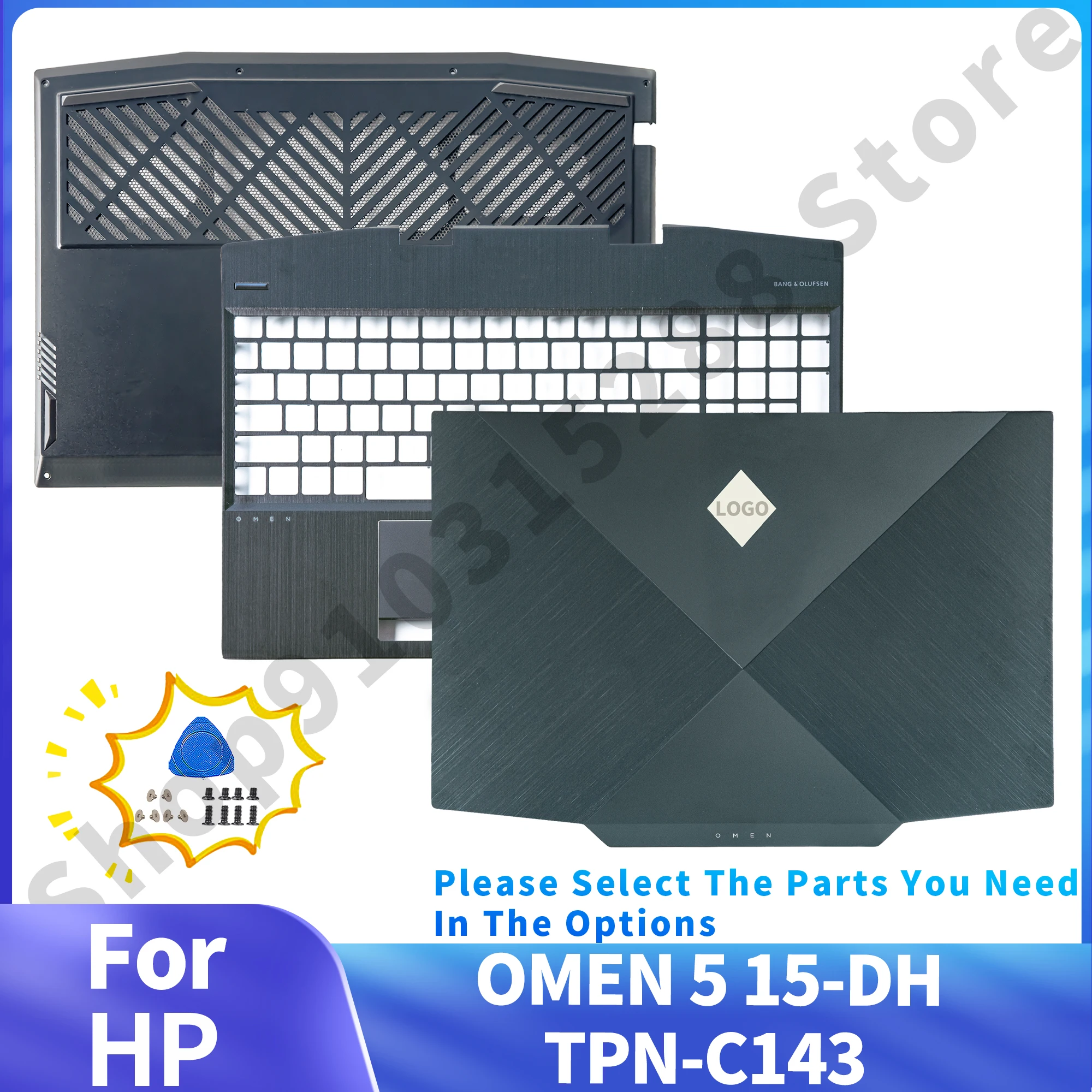 

Metal Laptop Case For HP OMEN 5 15-DH TPN-C143 PC LCD Back Cover Palmrest Bottom Cases L57326 Replacement 15.6inch