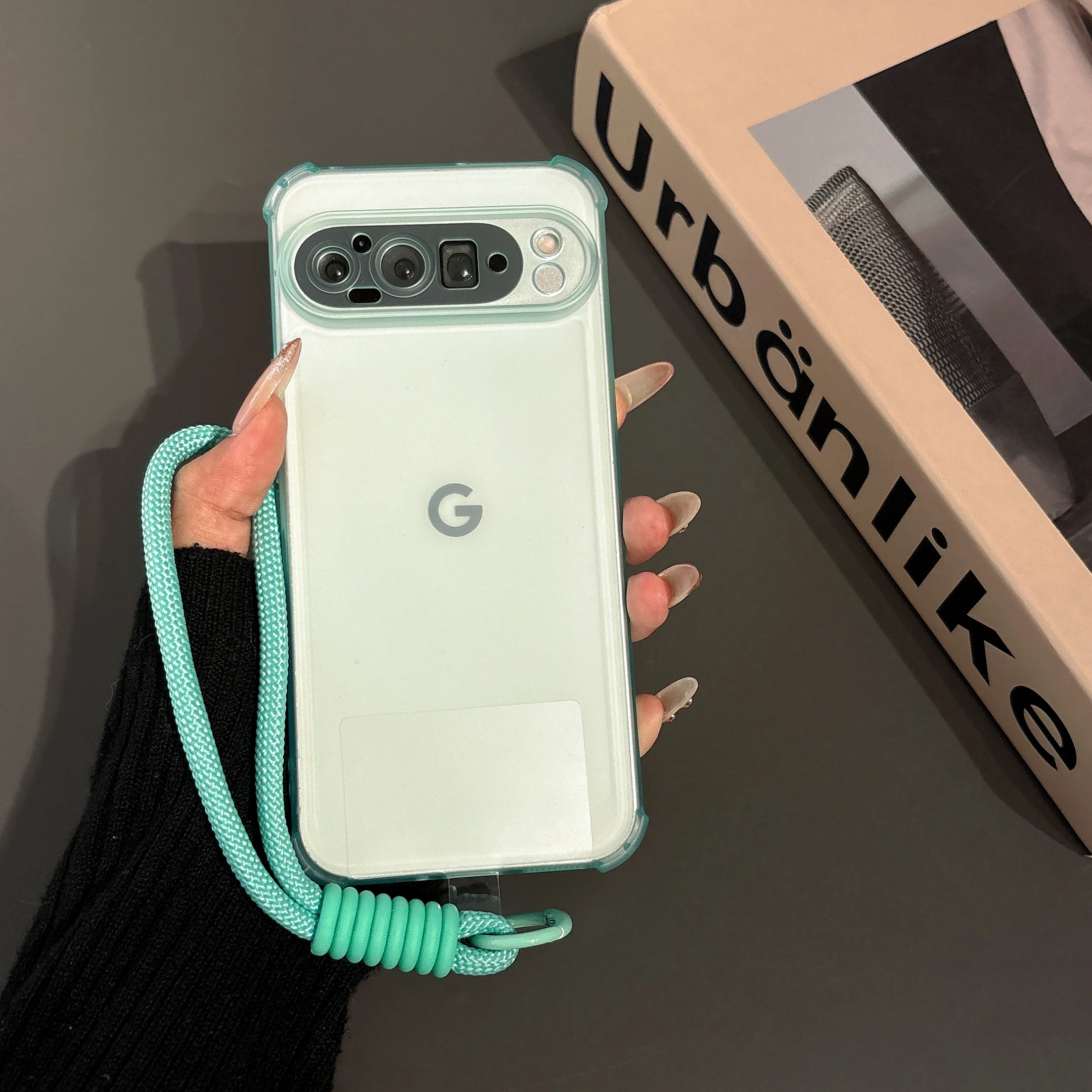 Translucent Soft TPU Phone Case with Lanyard Wrist Strap and Impact Protection