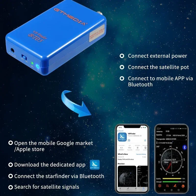 Satellite Finder GTmedia Satellite Finder V8 Finder BT05 DVB-S2 Bluetooth Sat-Finder Android IOS Decoding Digital Signal Amplifier TV tuners