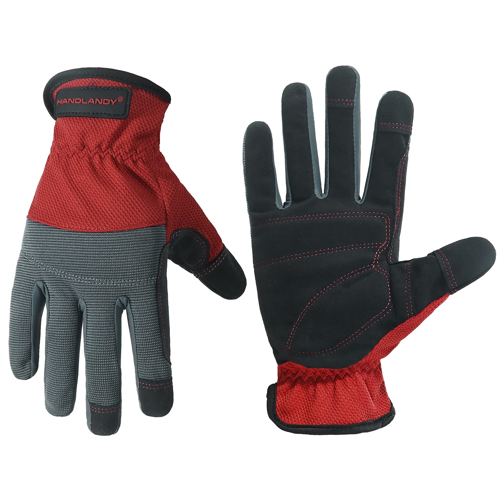 Work Gloves HANDLANDY Flexible Breathable Fit-Padded Knuckles & Palm Touch screen Utility Mechanic Mens Work Gloves