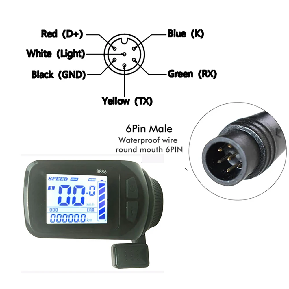 ⑥専用画面 電動自転車およびスクーター用のLCDディスプレイ,24v,36v,48v