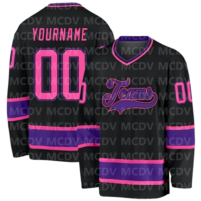 Custom Purple Pink Solid Colour Hockey Jersey
