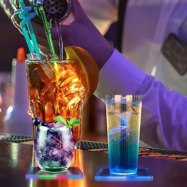 Led Világító Alsó Bögre Tartó Állvány Világos Bár Szőnyeg Asztal Helyszín Party Ital Üveg Kreatív Pad Kerek Otthoni Dekorációs Konyha - Image 3
